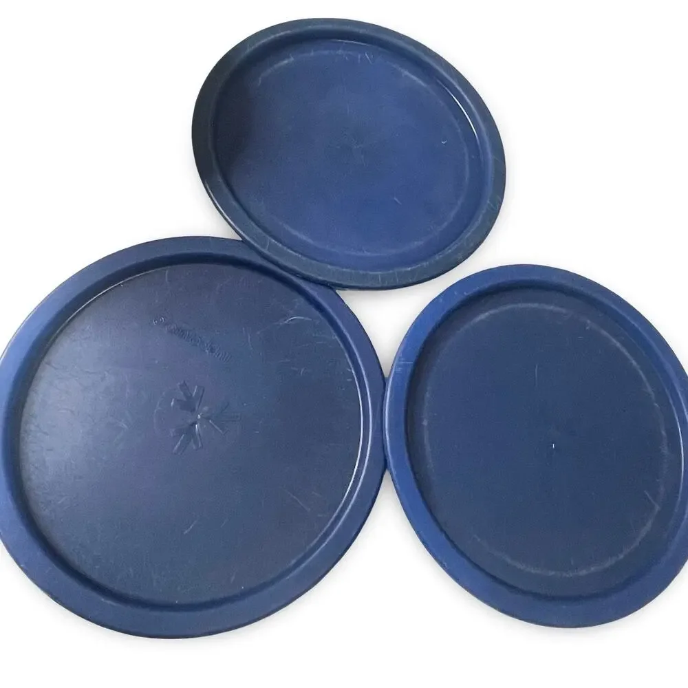 Tupperware One Touch Canister C Set of 3 2709A White Blue Lid 2419A Stackable